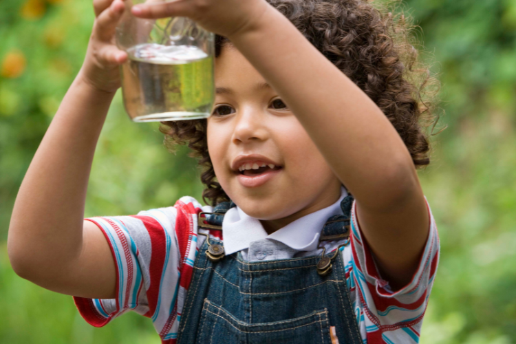 Child learning about water